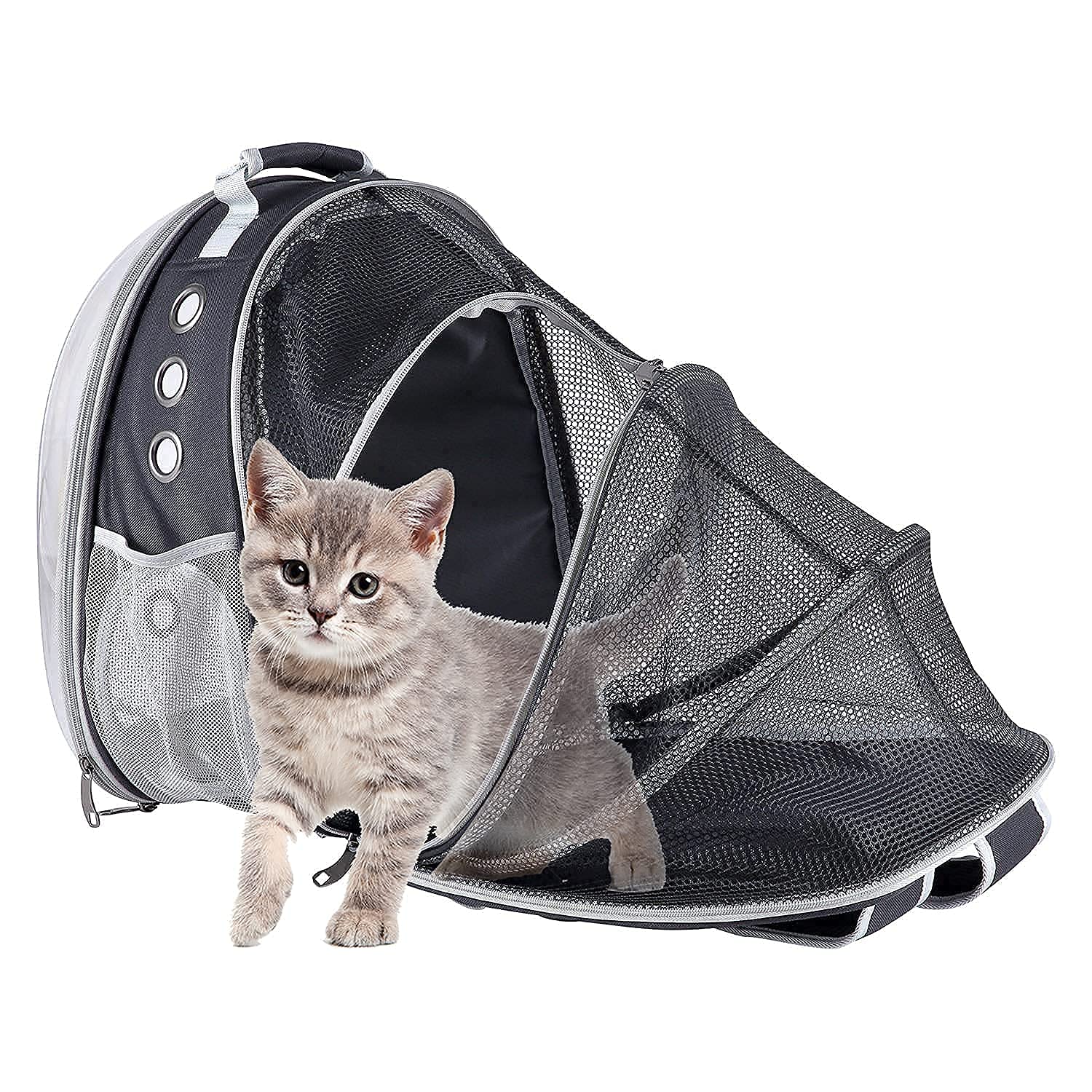 Qpets Side Door Design Cat Carrier Backpack, Expandable Cat Dog Backpack Carrier Bag, Transparent Capsule Air Breathable Transparent Carrier Backpack for Travelling, Ourdoor Qpets Side Door Design Cat Carrier Backpack, Expandable Cat Dog Backpack Carrier Bag, Transparent Capsule Air Breathable Transparent Carrier Backpack for Travelling, Ourdoor